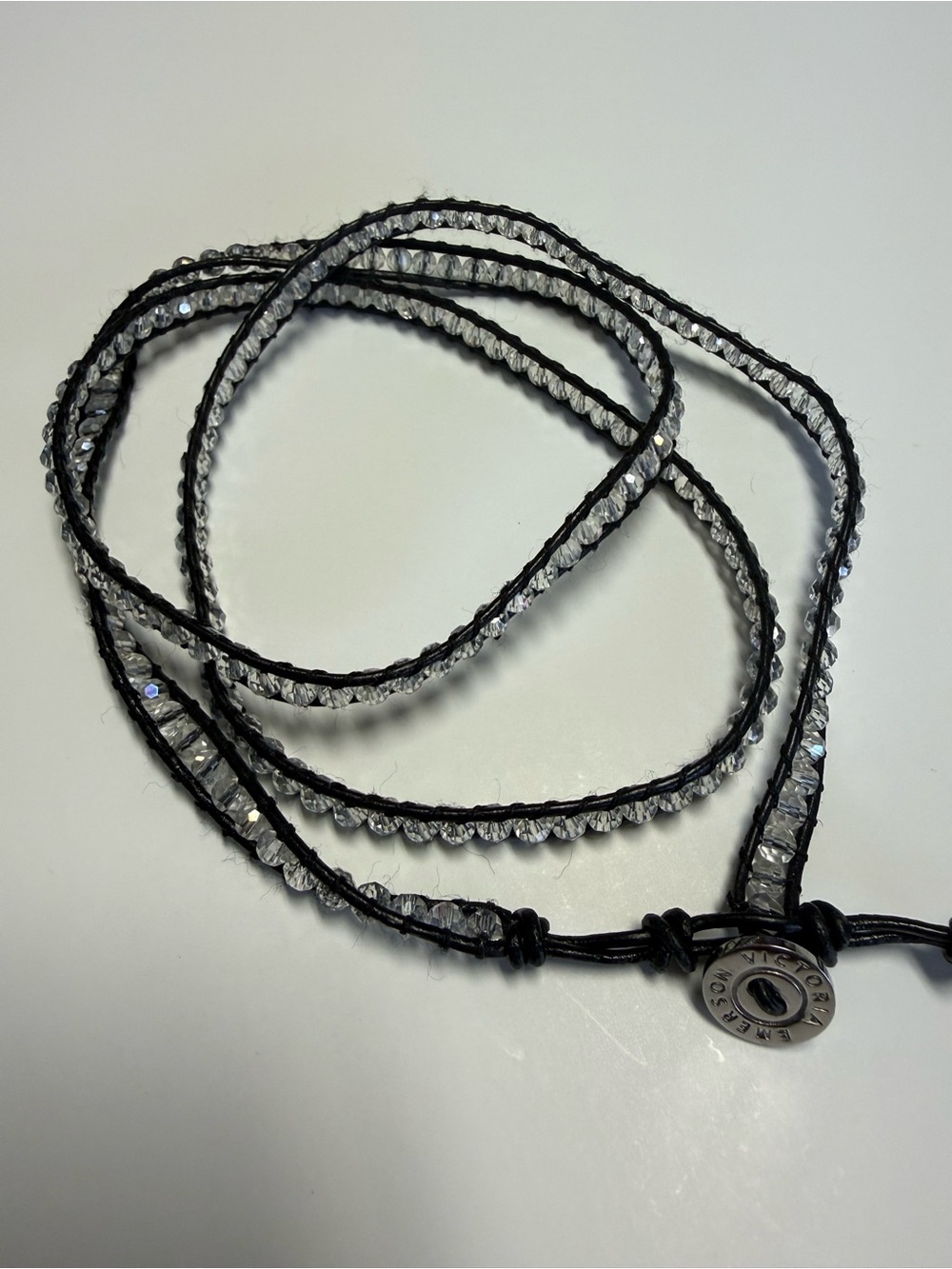 Crystal Beaded Wrap Bracelet Necklace - Black